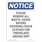 Signmission OSHA Notice Sign, Please Remove All Boots Shoes, 10in X 7in Rigid Plastic, 7" W, 10" H, Portrait OS-NS-P-710-V-17563 - alternate 1